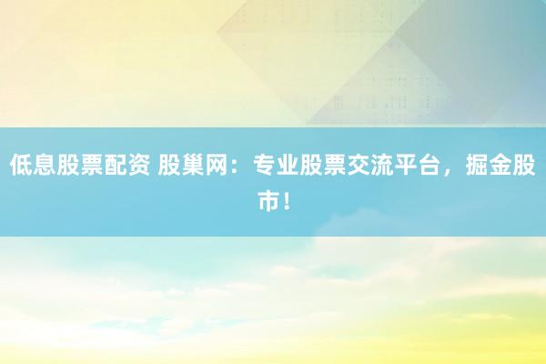 低息股票配资 股巢网：专业股票交流平台，掘金股市！