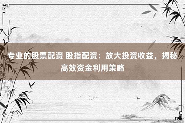 专业的股票配资 股指配资：放大投资收益，揭秘高效资金利用策略