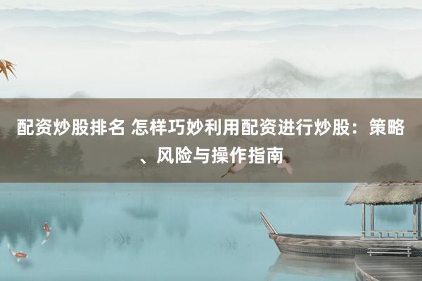 配资炒股排名 怎样巧妙利用配资进行炒股：策略、风险与操作指南