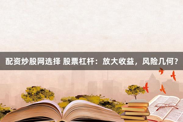 配资炒股网选择 股票杠杆:放大收益,风险几何?