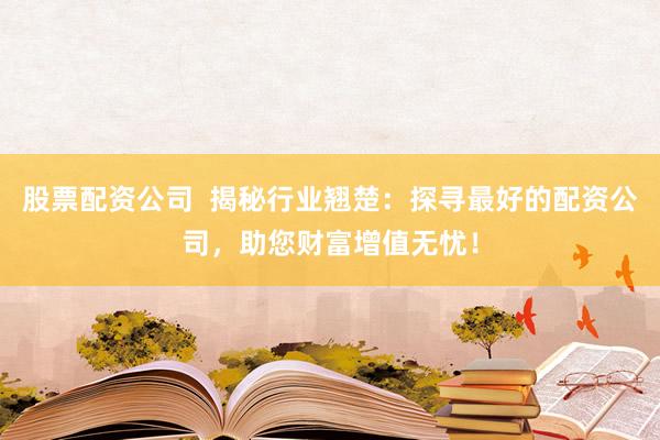 股票配资公司 揭秘行业翘楚:探寻最好的配资公司,助您财富增值无忧!