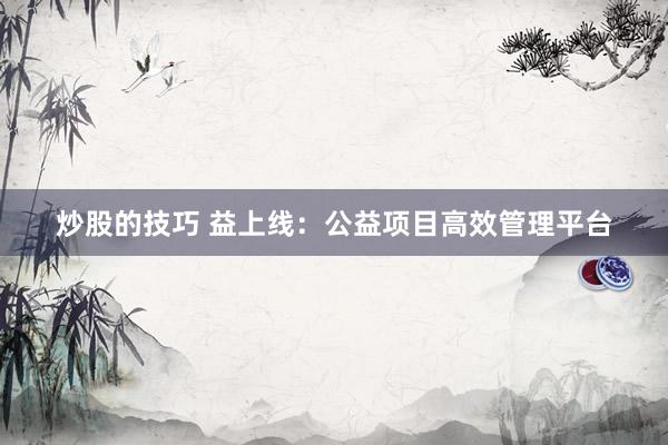 炒股的技巧 益上线：公益项目高效管理平台