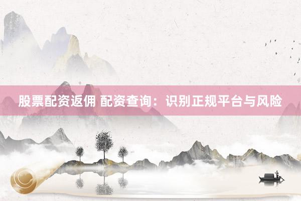 股票配资返佣 配资查询：识别正规平台与风险
